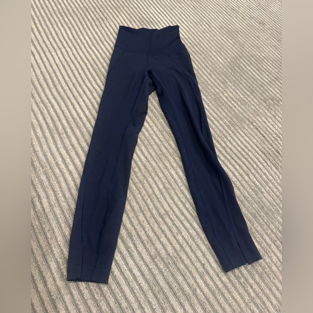 Lululemon Wunder Train HR Tight 25” Hem Slit Navy Size 0